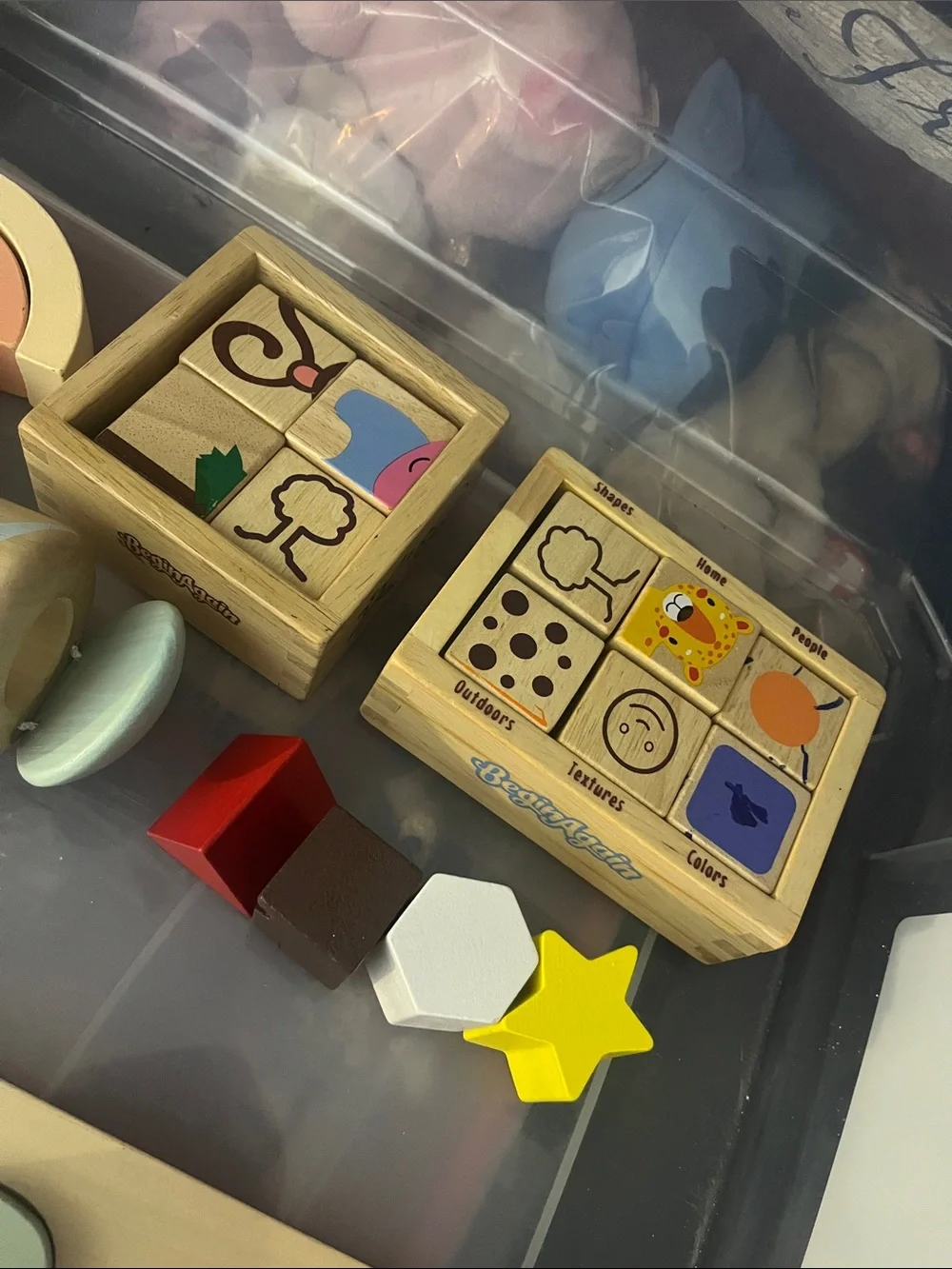 Wooden Educational Toy Set - Pastel Multicolor Learning Blocks, shapes, 561